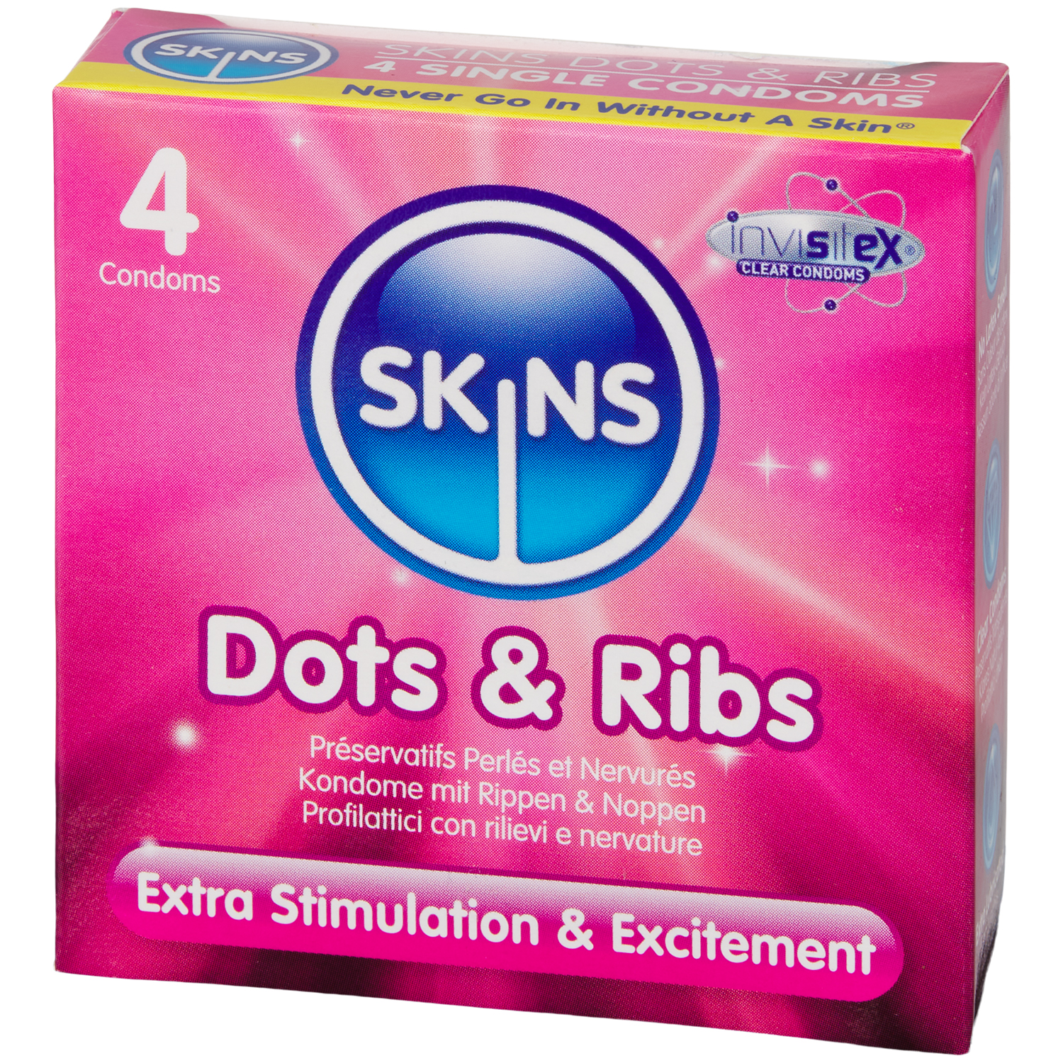 Skins Dots & Ribs Kondomer 4 stk    - Klar thumbnail
