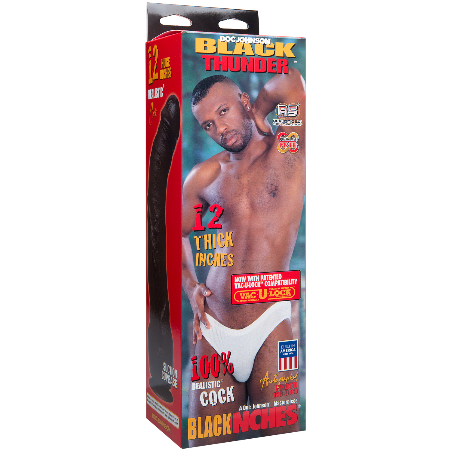 Vac-U-Lock Doc Johnson Black Thunder Dildo 30 cm   - Brun thumbnail