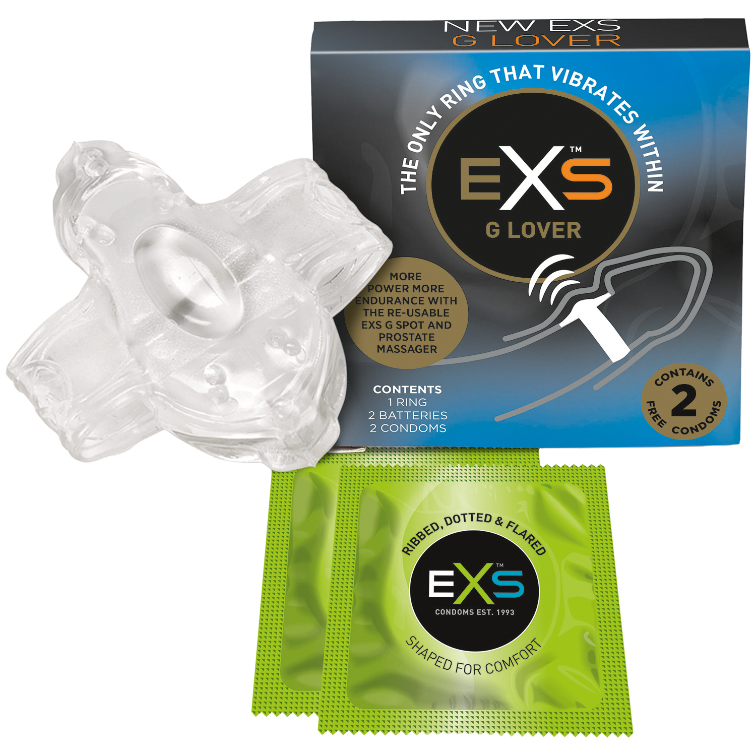 EXS G-Lover Penisring med Kondomer 2 stk    - Klar thumbnail