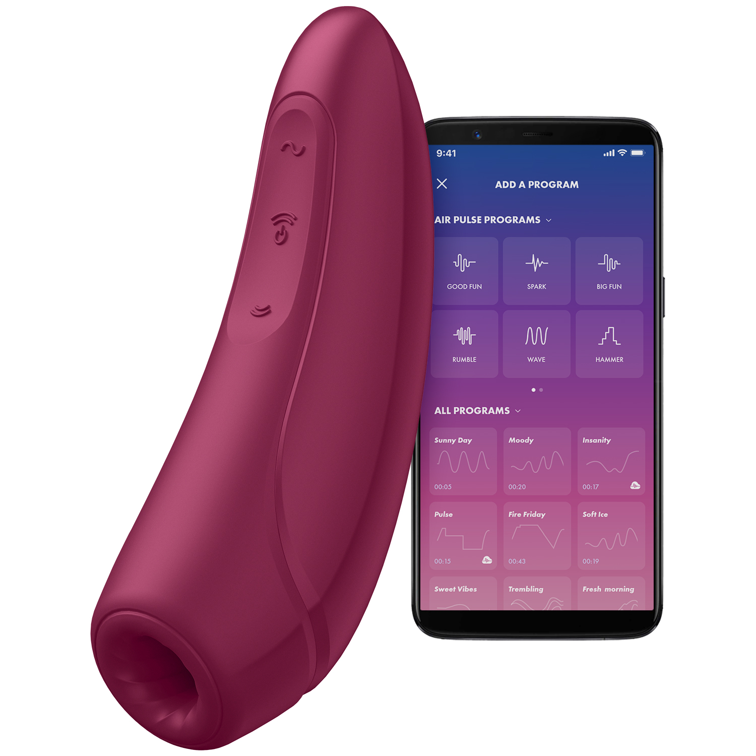 Satisfyer Curvy 1+ App-Styret Klitoris Stimulator     - Bordeaux thumbnail