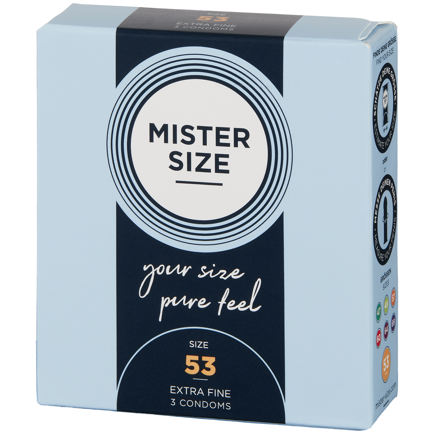 Mister Size PureFeel Kondom 3 stk      - Klar - 53 mm thumbnail