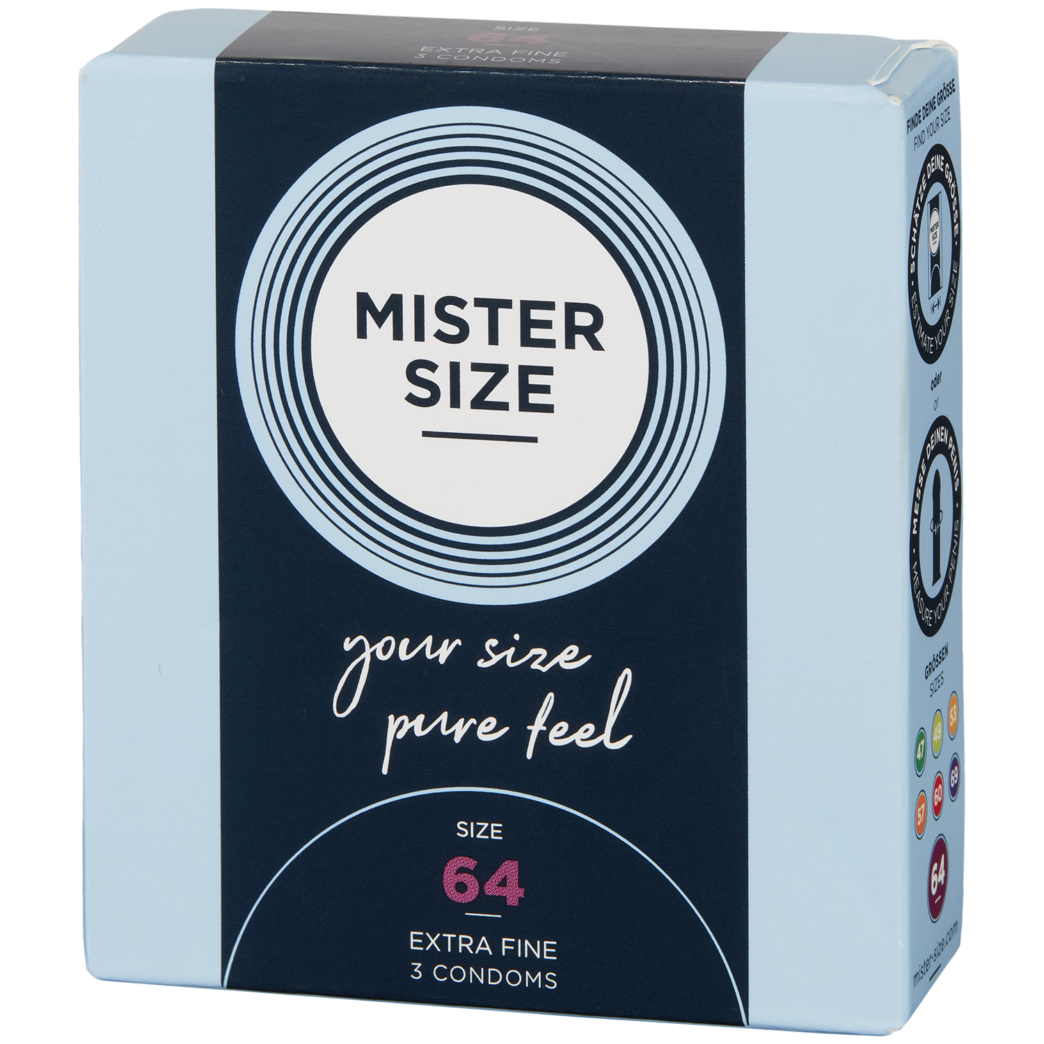 Mister Size PureFeel Kondom 3 stk      - Klar - 64 mm