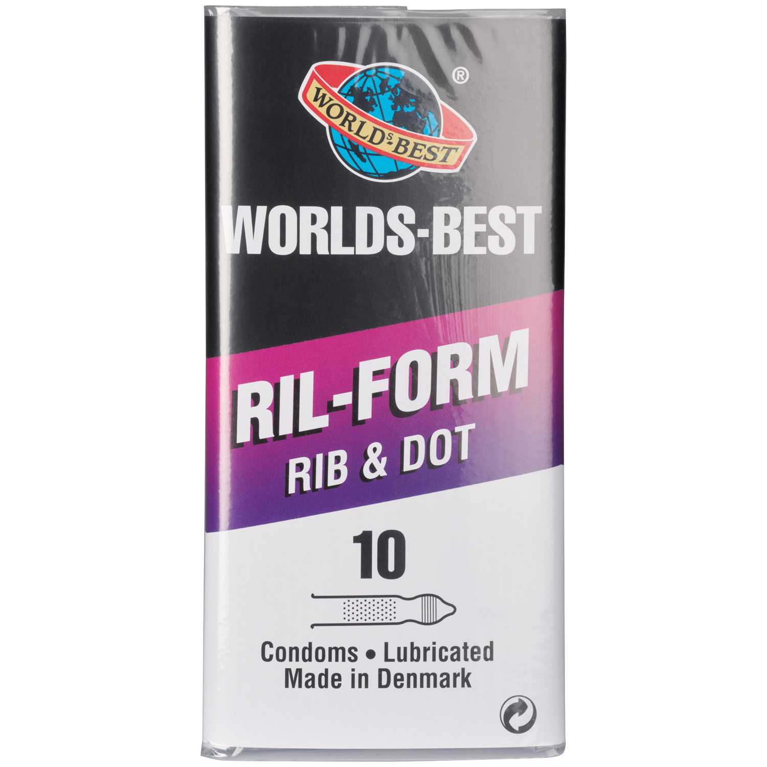 Worlds-best Ril-Form Rib And Dot Kondomer 10 stk   - Klar - M