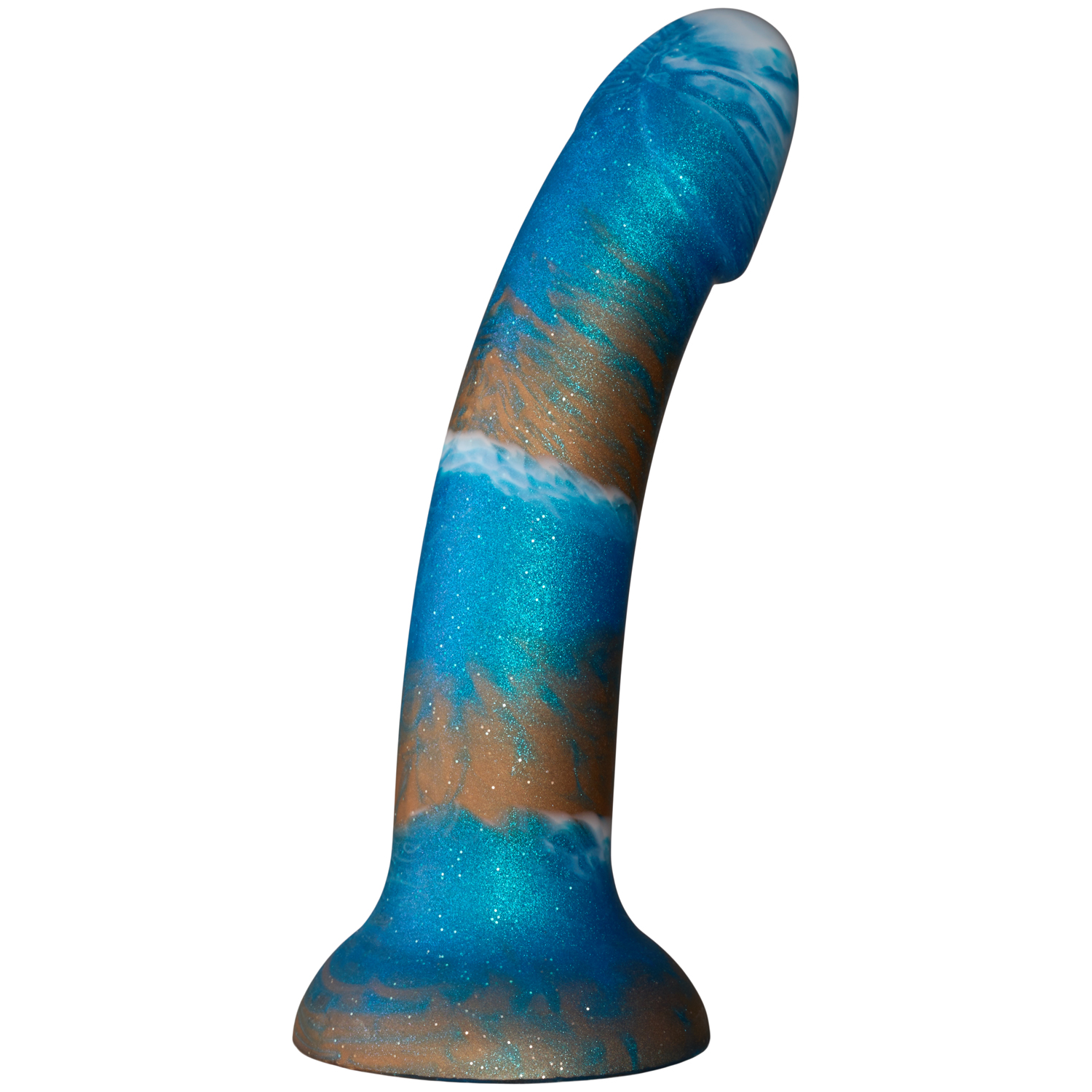 Baseks Copper Blue Silikone Dildo 18 cm    - Blå thumbnail