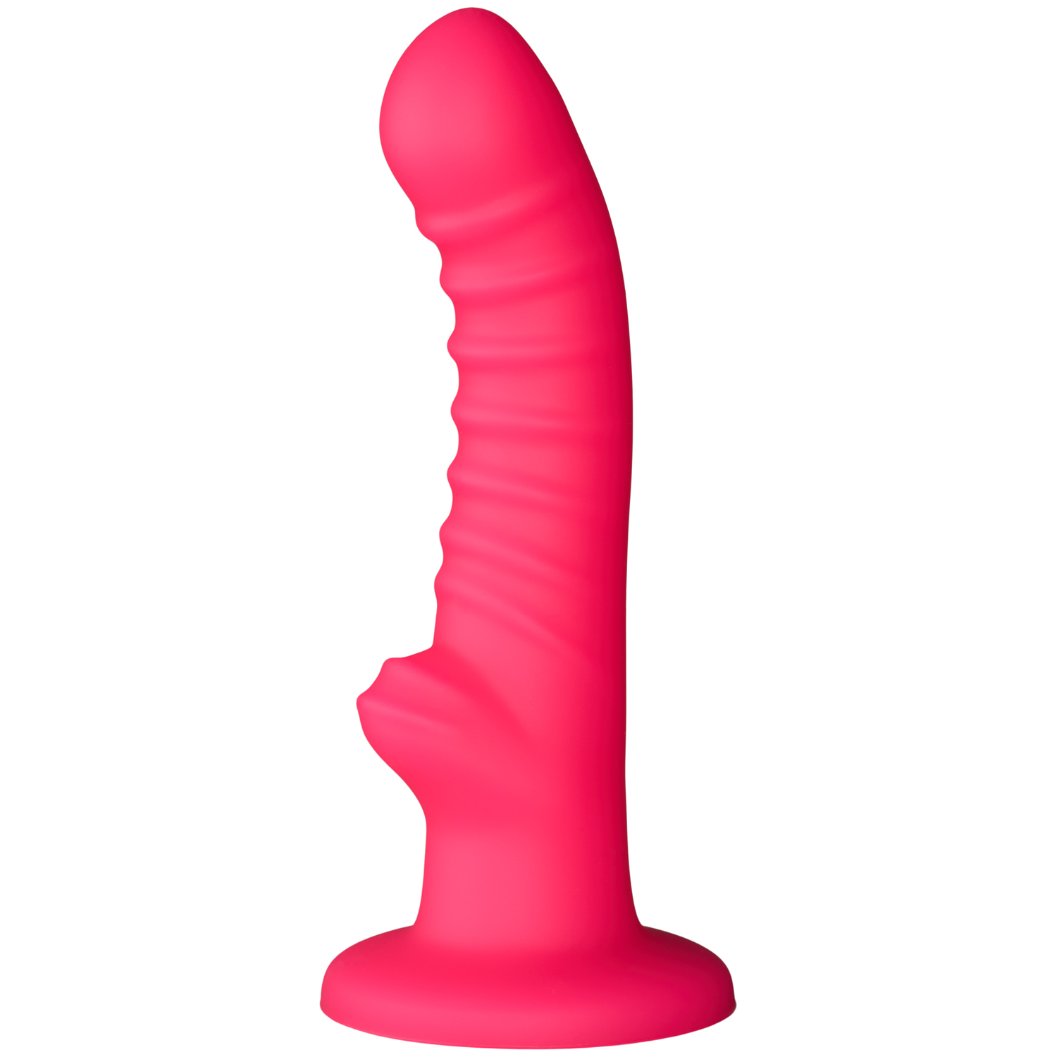 Baseks Ribbed Stimulation Silikone Dildo 17 cm    - Pink thumbnail