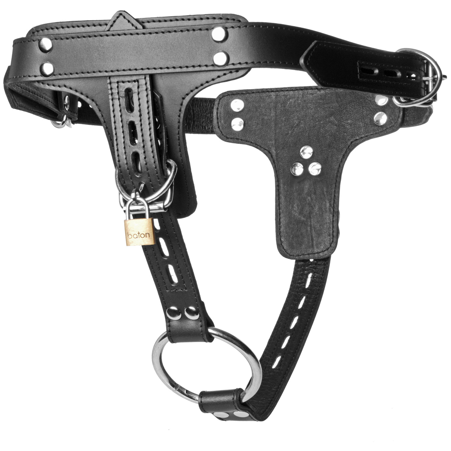 Strict Leather Premium Locking Penisring og Anal Plug Harness   - Sort thumbnail