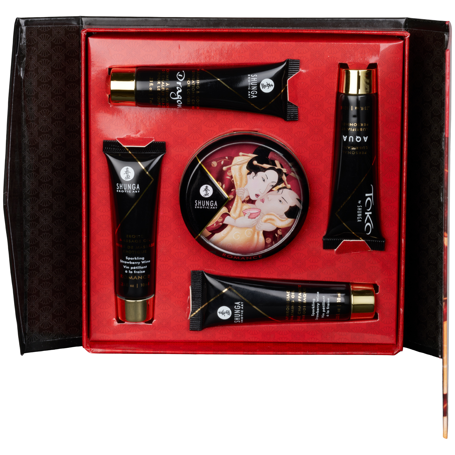 Shunga Geisha&apos;s Secrets Collection Sparkling Strawberry Wine Intim Massage Sæt   - Flere farver thumbnail