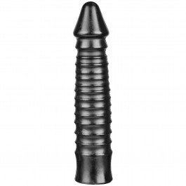 Lang, sort analkæde med seks kugler i silikone.