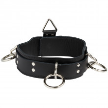 Spartacus Locking Collar Læder Halsbånd med 3 Ringe produktbillede 1