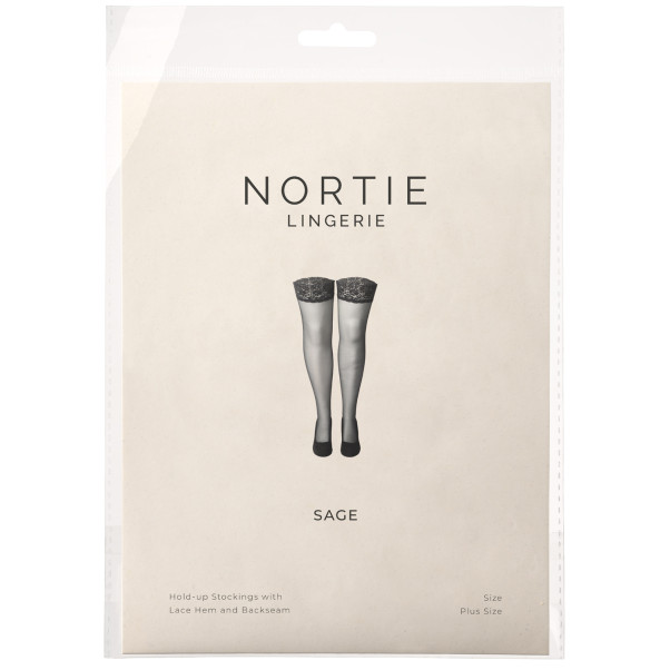 NORTIE Sage Selvsiddende Strømper med Blondekant og Søm Plus Size Emballagebillede 90