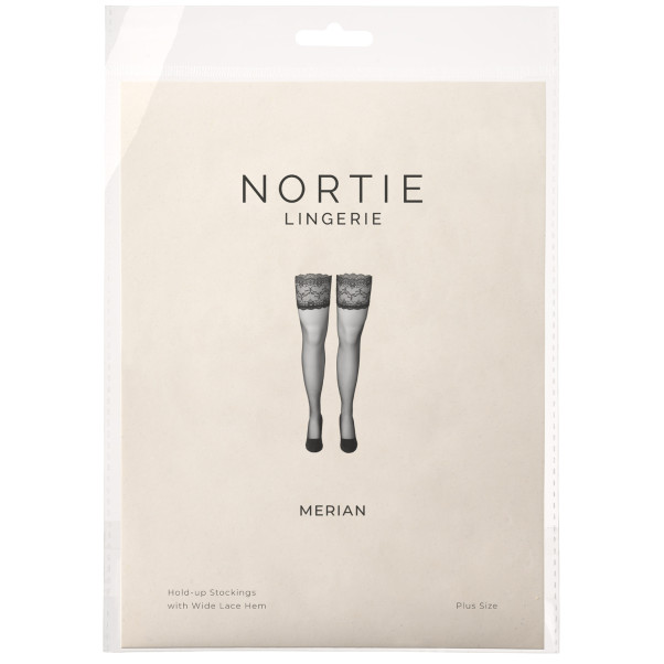 NORTIE Merian Selvsiddende Strømper med Bred Blondekant Plus Size Emballagebillede 90