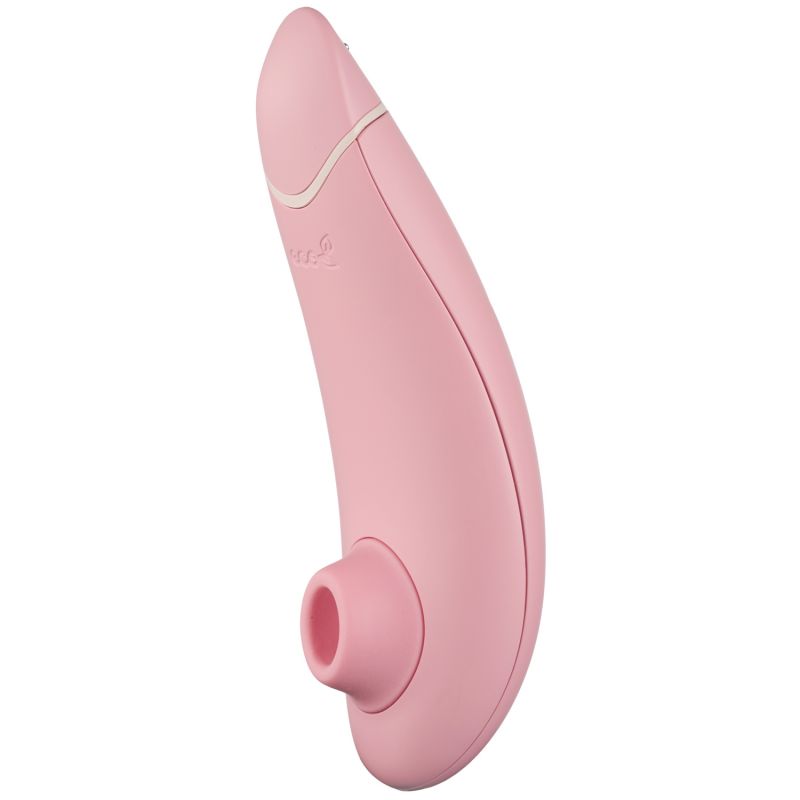 Rosa klitorisstimulator på hvit bakgrunn